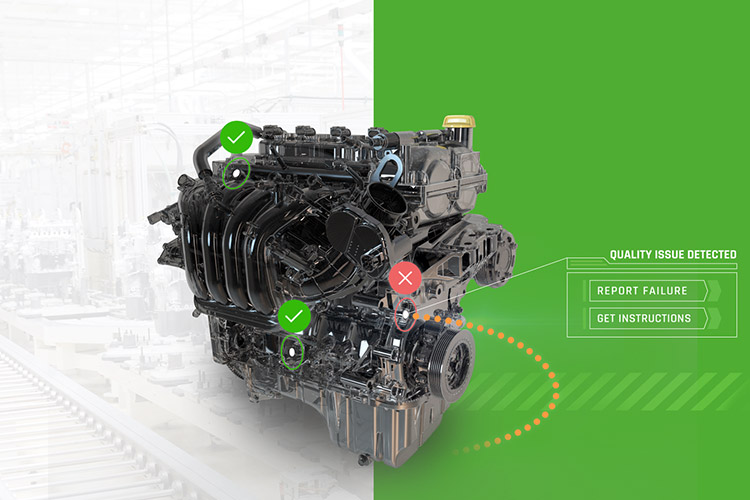 Engine inspection concept with pass, fail, and guidance indicators