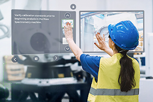 Worker using augmented reality guidance in an industrial setting